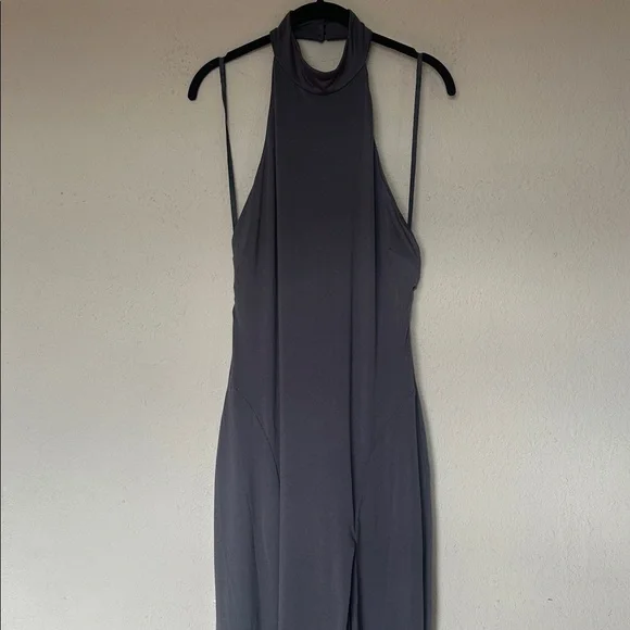 House Of CB Juliette Shadow‎ Halter Gown gray Maxi gown NWOT size Large